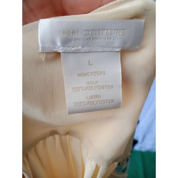 MM Couture Miss Me Top Beige Embroidered 3/4 Sleeve Shirt Top Large‎ - Picture 7 of 7